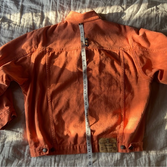 No Excess 100% Cotton Oversized Drop Shoulder Salmon Jean Jacket - Picture 9 of 10